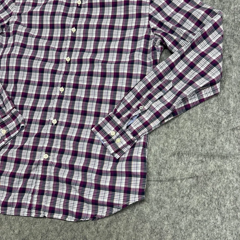 Banana Republic Shirt Mens Medium Purple Plaid Grant Fit Custom 078 Cotton Work